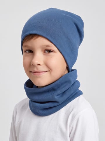 TupTam Unisex Kinder Beanie Mütze Schlauchschal Set in blue denim