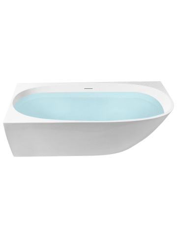 Beliani Eckbadewannen PARNAIBA in Weiß - (W) 80 x (H) 56 x (L) 170 cm