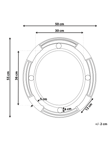 Beliani Dekospiegel MOULINS in Schwarz/Beige - (W) 50 x (H) 55 x (L) 3 cm