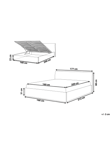 Beliani Doppelbett ORBEY in Braun - (W) 177 x (H) 88 x (L) 212 cm