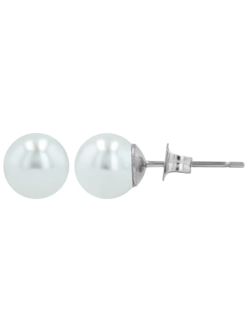 Adeliás Damen Ohrringe – Ohrstecker aus Edelstahl mit Perle in weiß