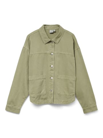 Vero Moda Oversized Jeans Jacke mit Knopfleiste Denim Hemd Design in Grün