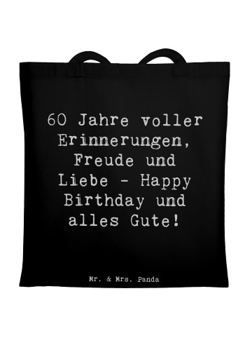Mr. & Mrs. Panda Tragetasche Spruch 60. Geburtstag Glückwunsch m... in Schwarz