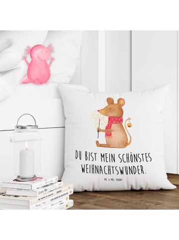 Mr. & Mrs. Panda Sofakissen Maus Weihnachten mit Spruch in Weiß