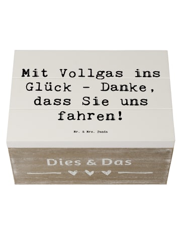 Mr. & Mrs. Panda Holzkiste Spruch Chauffeur Glück mit Spruch in Weiß