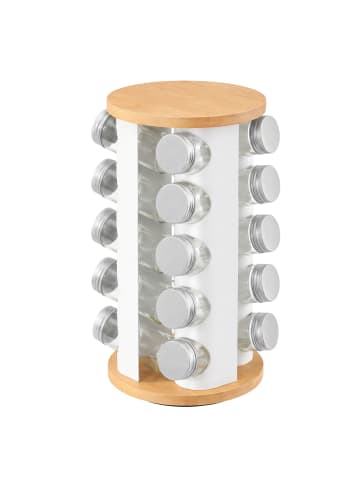 SONGMICS Gewürzregal Bystro in Weiß-Naturfarben - (B)35 x (H)26 x (T)9 cm