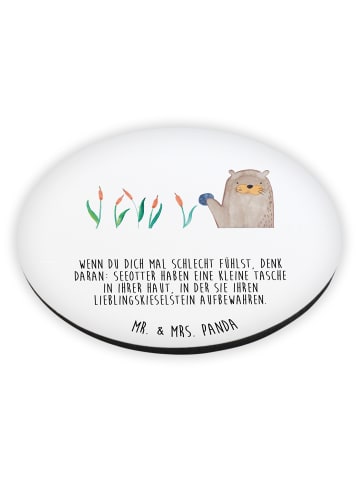 Mr. & Mrs. Panda Rund Magnet Otter Stein mit Spruch in Weiß