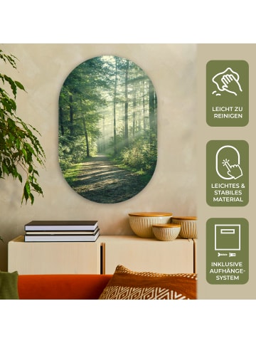 OnlyWow Ovales Wandbild Waldgrün
