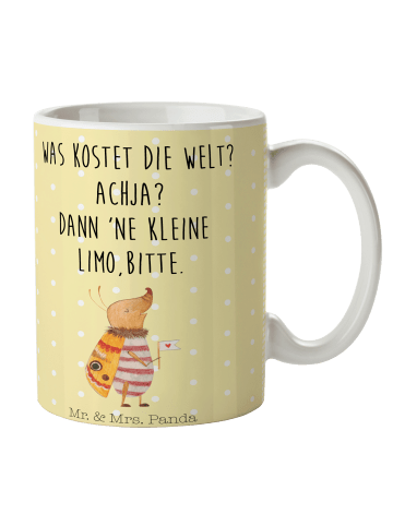 Mr. & Mrs. Panda Tasse Nachtfalter Fähnchen mit Spruch in Gelb Pastell