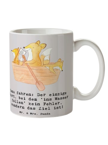 Mr. & Mrs. Panda Tasse Kanu Abenteuer mit Spruch in Grau Pastell