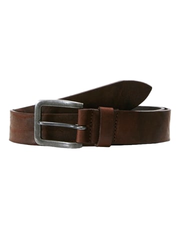 Jack & Jones Ledergürtel JACVICTOR Leather Belt Metallstiftschnalle in Dunkelbraun