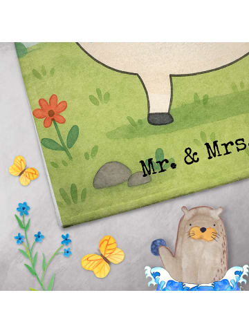 Mr. & Mrs. Panda Handtuch Einhorn Mann Design mit Spruch in Weiß