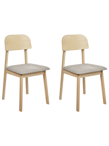 Beliani 2er-Set Esszimmerstuhl SCANDIA in Braun/Beige/Grau