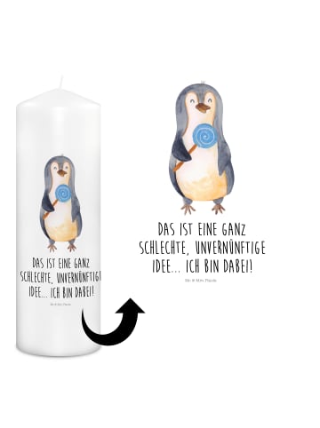 Mr. & Mrs. Panda Kerze Pinguin Lolli mit Spruch in Weiß