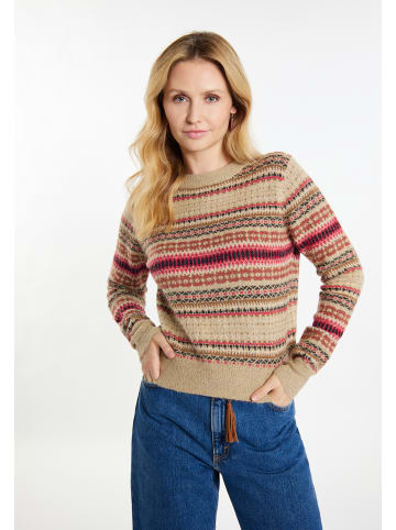 VIRITA Women Strick Pullover in Beige Mehrfarbig