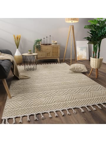 KADIMA DESIGN Teppich Kurzflor Struktur Wohnzimmer in Creme