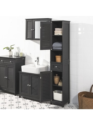 SoBuy Badezimmer-Hochschrank in Drunkelgrau - (B)32 x (H)170 x (T)30cm