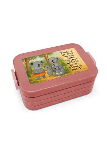 Mr. & Mrs. Panda Brotdose Koala Familie Design mit Spruch in Rot Pastell