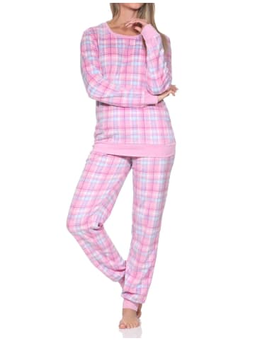 NORMANN Fleece Schlafanzug langarm Bündchen chilige optik in pink1