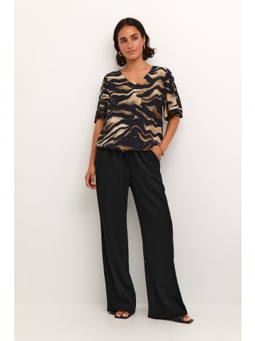 Kaffe Kurzarm-Bluse KAlaila Regular fit in Black/Brown Tiger Print