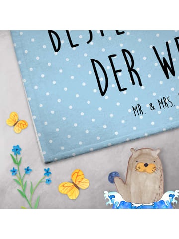 Mr. & Mrs. Panda Handtuch Koala Familie zwei mit Spruch in Blau Pastell
