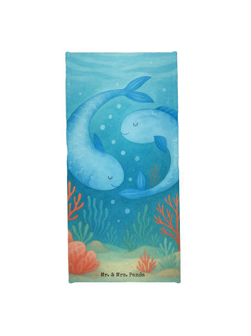 Mr. & Mrs. Panda Strandtuch Sternzeichen Fische Design ohne Spruch in Weiß