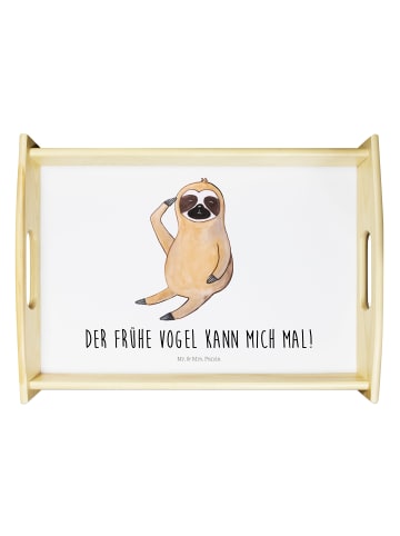 Mr. & Mrs. Panda Holztablett Faultier Vogel mit Spruch in Weiß