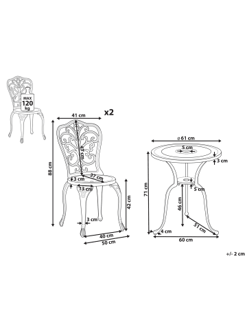 Beliani 3-tlg Bistro Set TRIORA/DASCIO in Weiß
