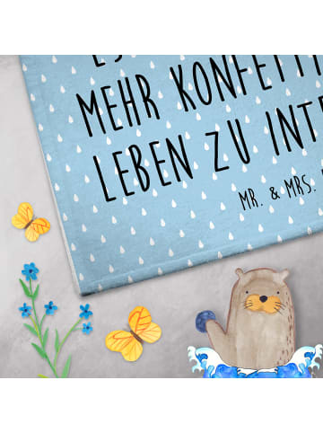 Mr. & Mrs. Panda Handtuch Wal Konfetti mit Spruch in Blau Pastell