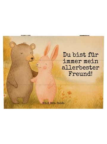 Mr. & Mrs. Panda Holzbox Bär und Hase Umarmen Design mit Spruch in Weiß