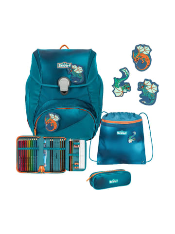 Scout Alpha Schulranzen-Set 4-tlg. Exklusiv Superflash Seadragon 2023 in blau