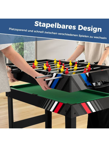 COSTWAY 4-in-1 Tischkicker mit Billard in Schwarz