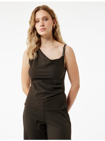 KOTON BLUSE SS in Braun Karomuster