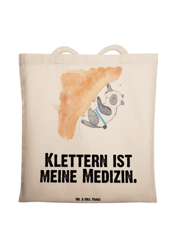 Mr. & Mrs. Panda Tragetasche Panda Klettern mit Spruch in Creme