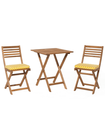 Beliani 3-tlg Bistro Set FIJI in Braun/Weiß/Gelb