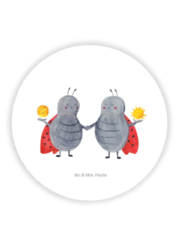 Mr. & Mrs. Panda Rund Magnet Sternzeichen Zwilling ohne Spruch in Weiß