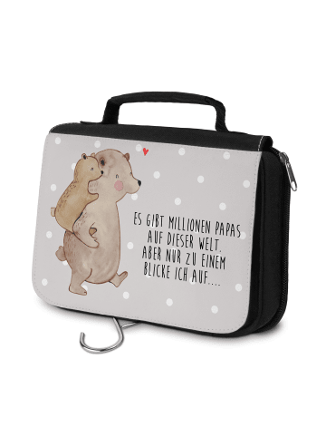 Mr. & Mrs. Panda Kosmetiktasche Papa Bär mit Spruch in Grau Pastell
