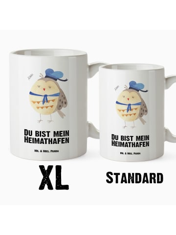 Mr. & Mrs. Panda Tasse Eule Matrose mit Spruch in Weiß