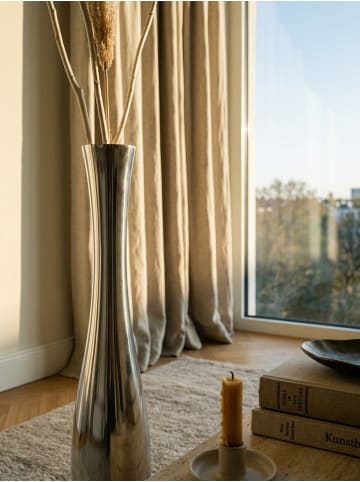 KADIMA DESIGN Große moderne Aluminium Blumenvase in Silber, 75 cm hoch, stilvoll