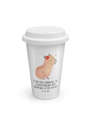 Mr. & Mrs. Panda Becher Capybara Blume mit Spruch in Weiß