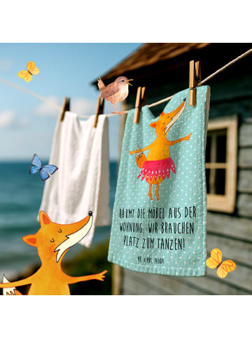 Mr. & Mrs. Panda Gästehandtücher Fuchs Ballerina mit Spruch in Türkis Pastell