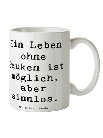 Mr. & Mrs. Panda Keramiktasse Spruch Pauken Leben mit Spruch in Weiß