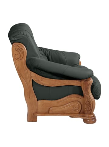 58 aufm Kessel SOFA 2-Sitzer Katlin Bezug Echtleder Eiche rustikal P43 / dunkelgrün