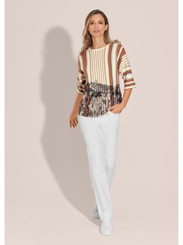 MADELEINE Streifen-Pullover mit Paisley-Druck in wollweiß / multicolor