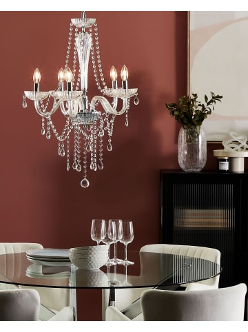 Beliani Pendelleuchten LOCONE in Transparent/Silber - (W) 55 x (H) 185 x (L) 55 cm