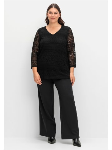 sheego Spitzenshirt in schwarz