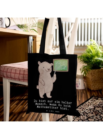 Mr. & Mrs. Panda Tragetasche Mathematiker Herz mit Spruch in Schwarz