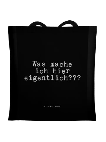 Mr. & Mrs. Panda Shopping Tasche Was mache ich hier... mit Spruch in Schwarz