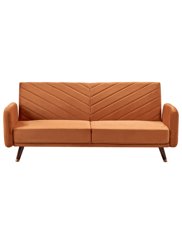 Beliani 3-Sitzer Sofa SENJA in Orange/Braun - (W) 198 x (H) 87 x (L) 95 cm