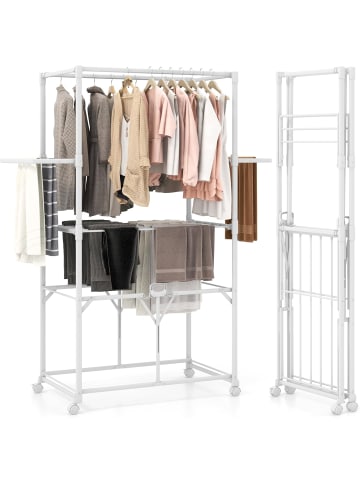 COSTWAY Klappbar Wäscheständer Alu 94 x 54 x 174 cm in Weiß
